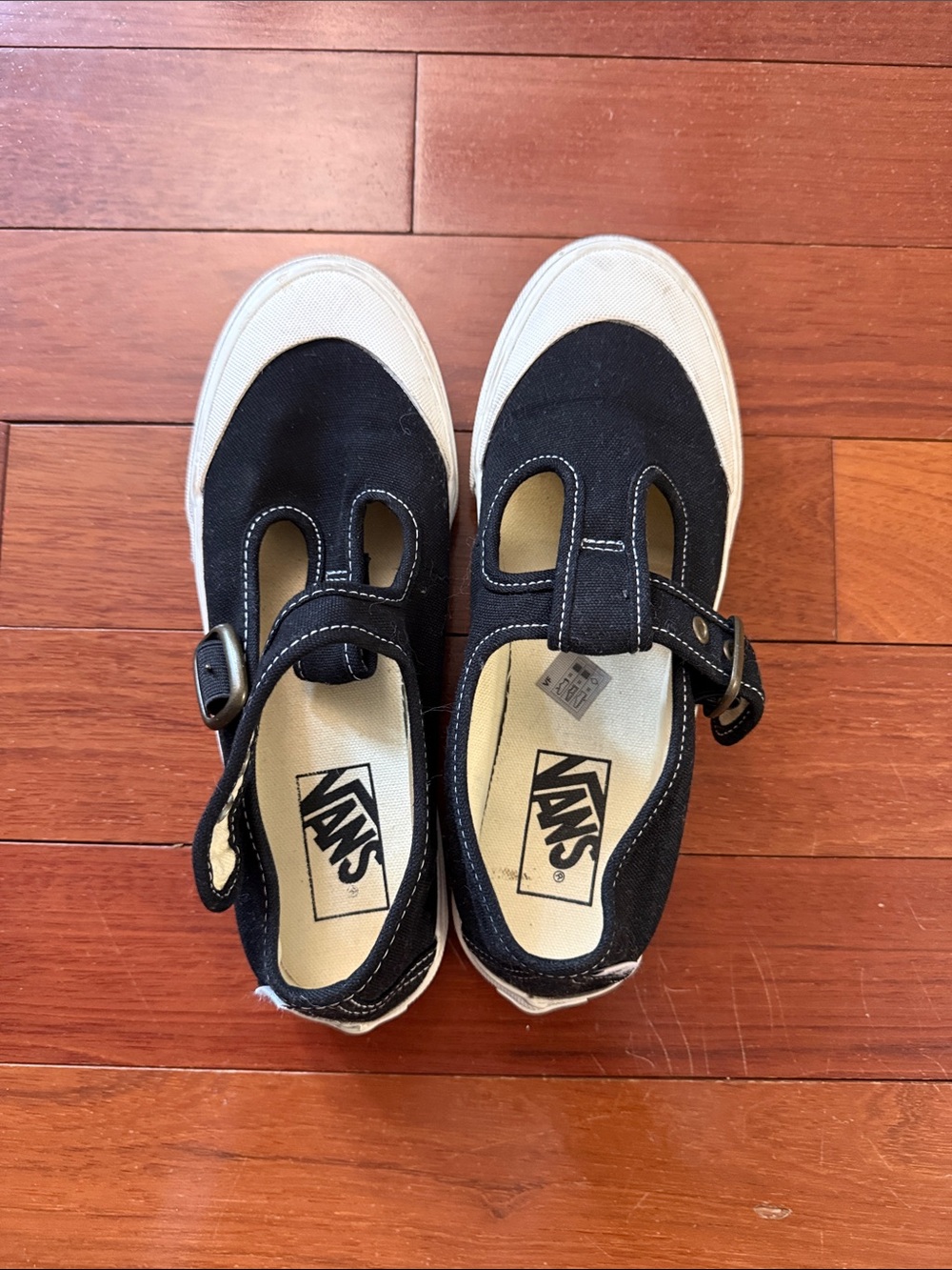 Vans Black and White Mary Jane Canvas Sneakers